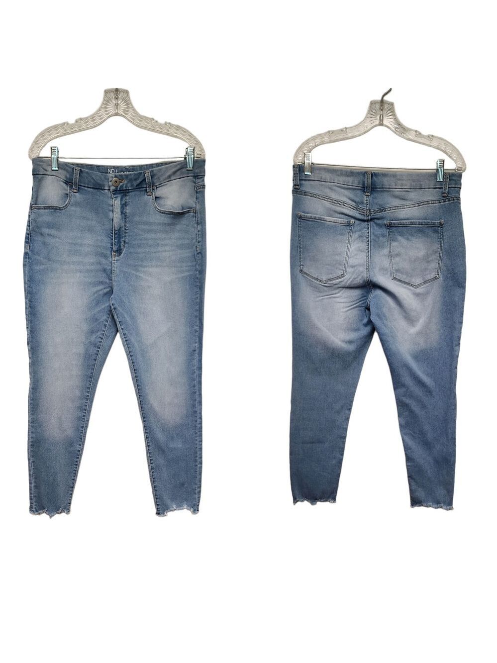 No Boundaries Skinny Blue Denim Raw Hem Jeans Size 17